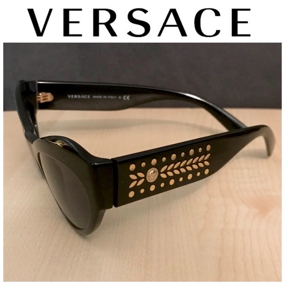 VERSACE SUNGLASSES NIB sunglasses for women Black cateye / gold + Versace case